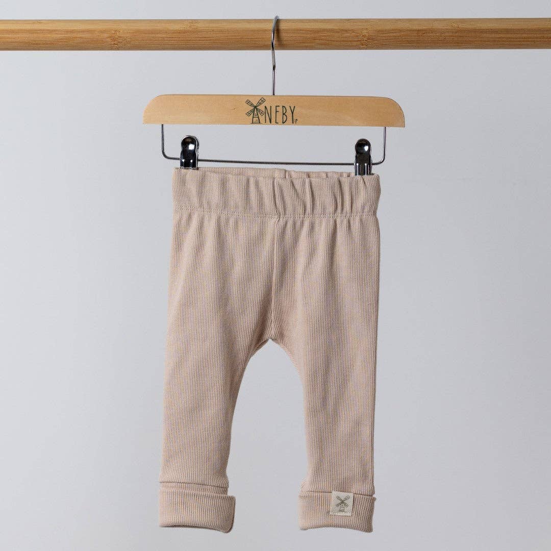 Aneby - Leggings with Rolled Cuff: Dusty Pink / 3-4y