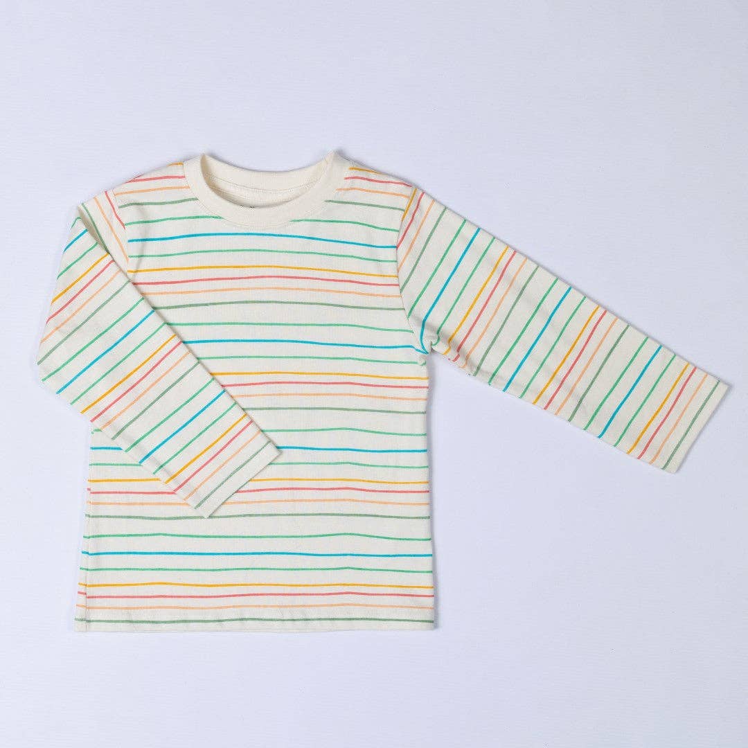 Aneby - Long Sleeve T-Shirt | Multi-Colour Stripe: Ecru White / 18-24m