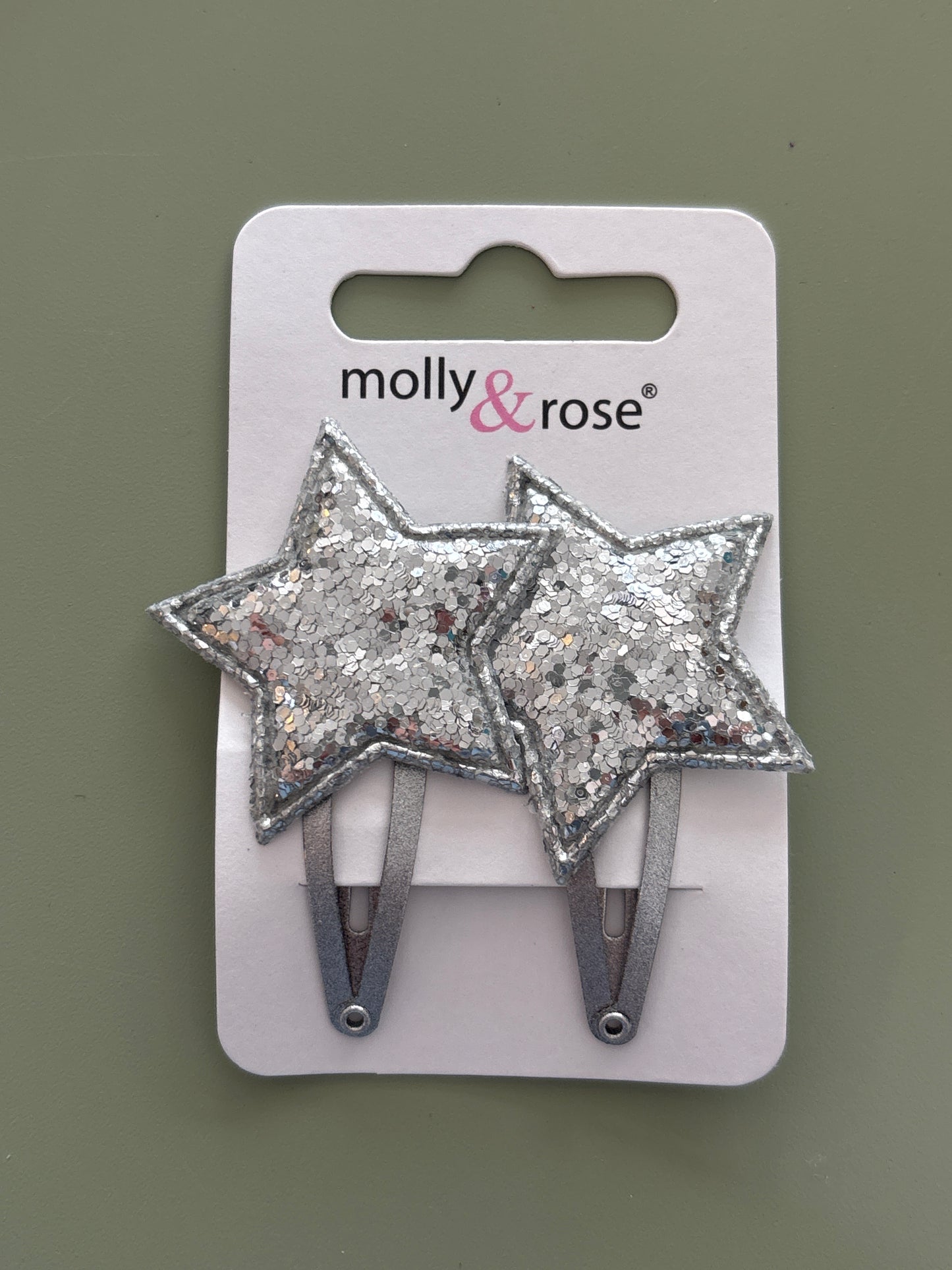 Glitter star slides silver