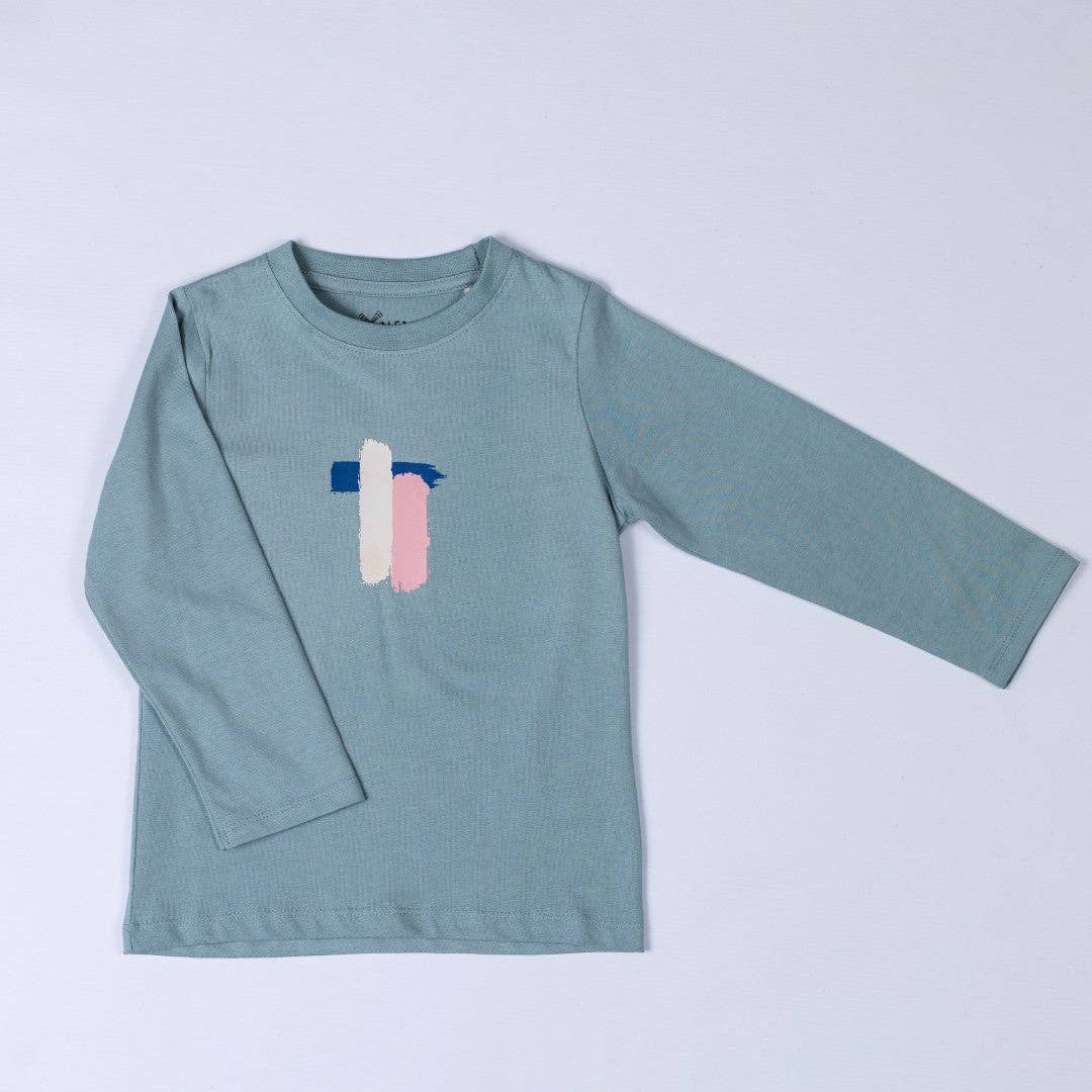 Aneby - Long Sleeve T-Shirt | Blue Brushstroke: Steel Blue / 4-5y