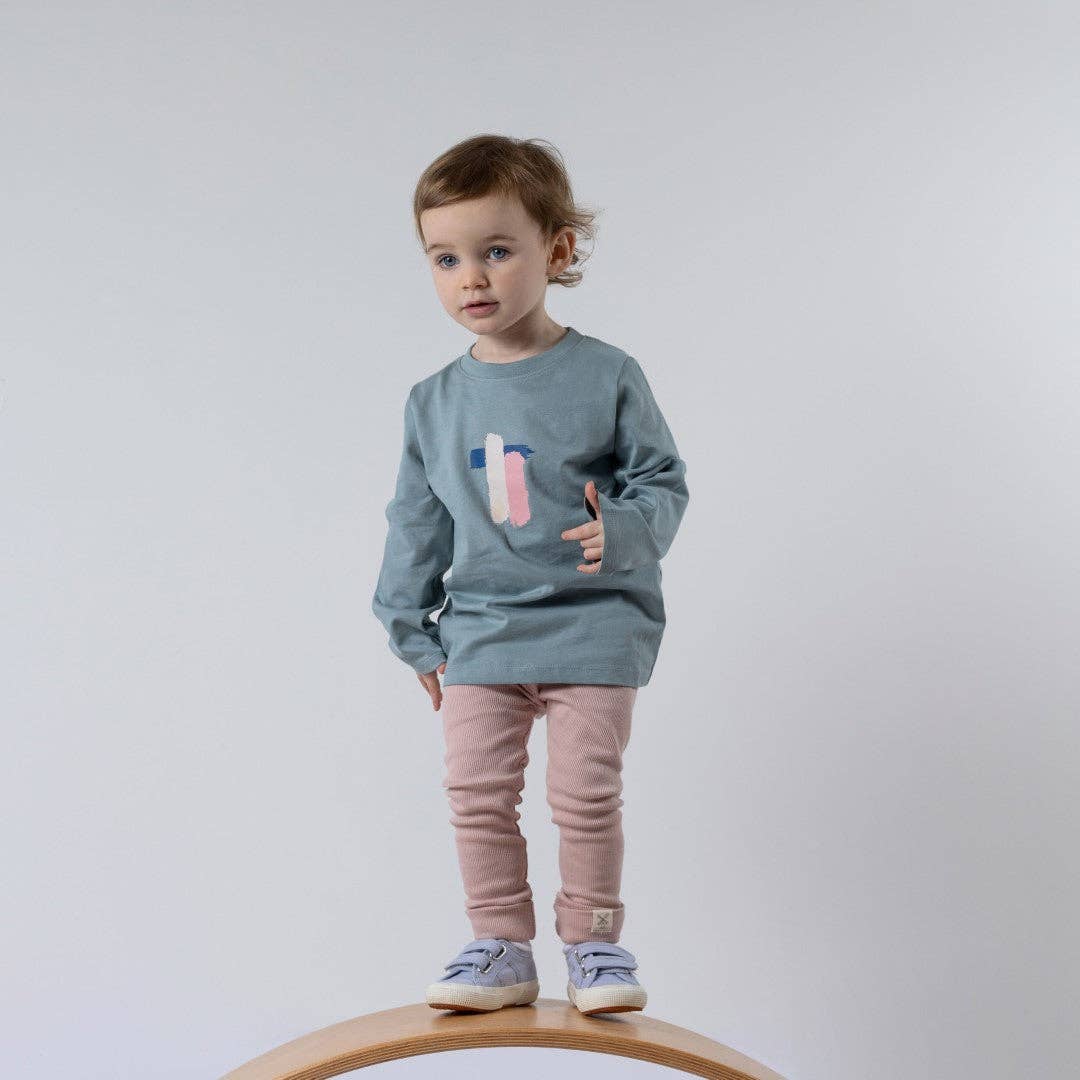 Aneby - Leggings with Rolled Cuff: Dusty Pink / 3-4y