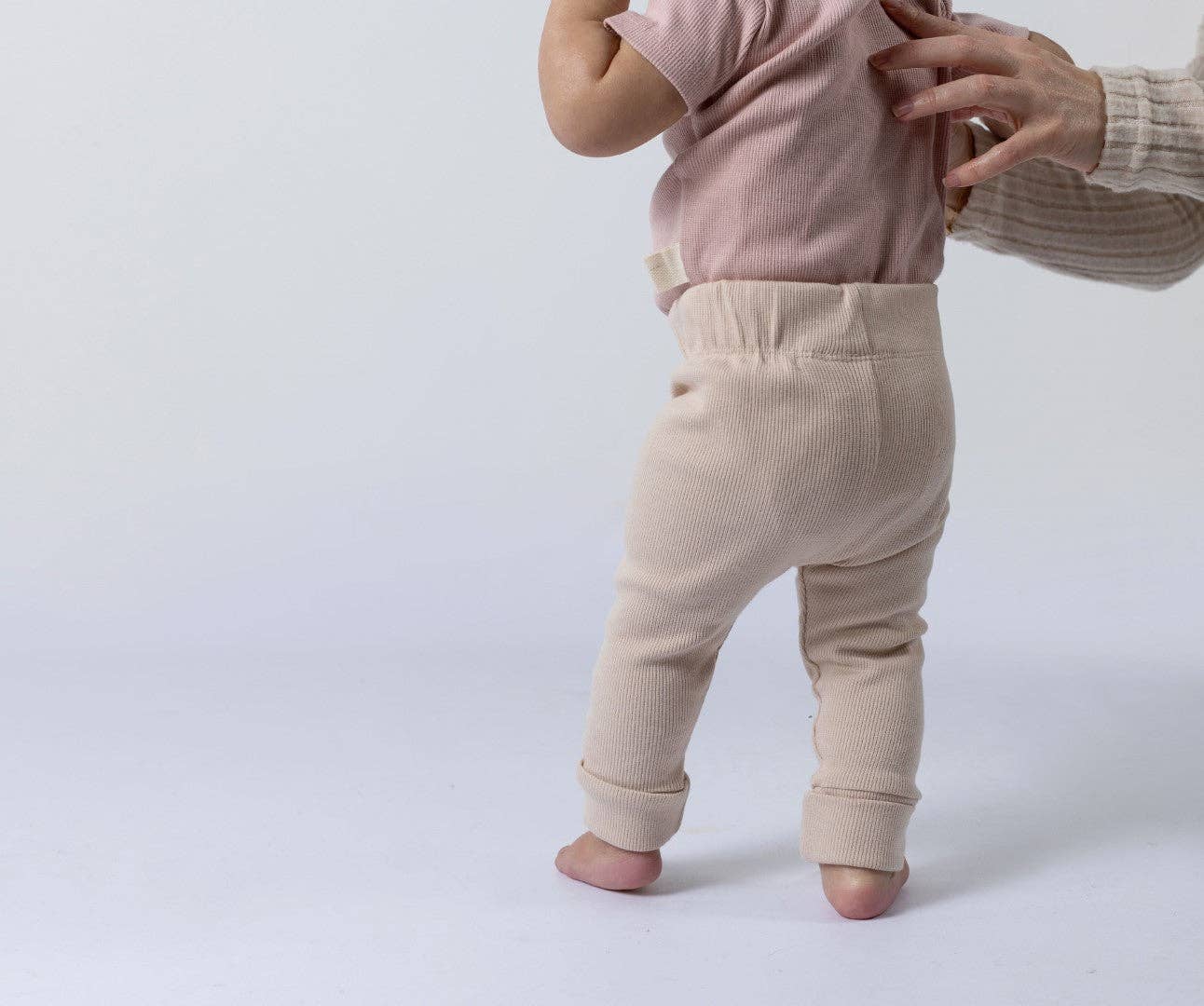 Aneby - Leggings with Rolled Cuff: Dusty Pink / 3-4y