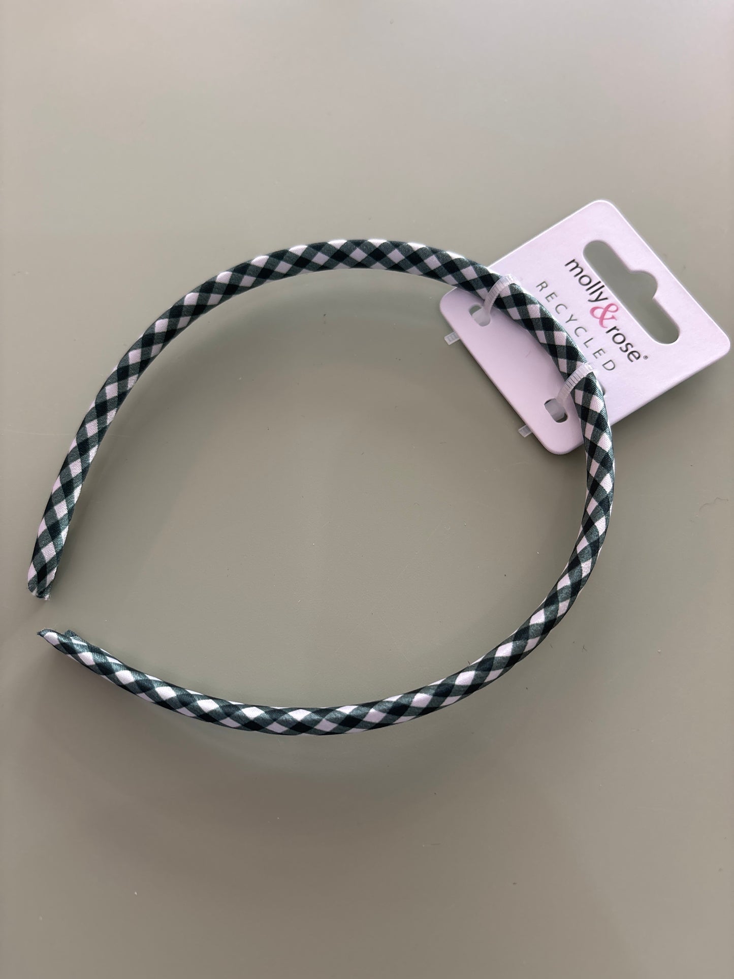 Gingham green 1cm headband