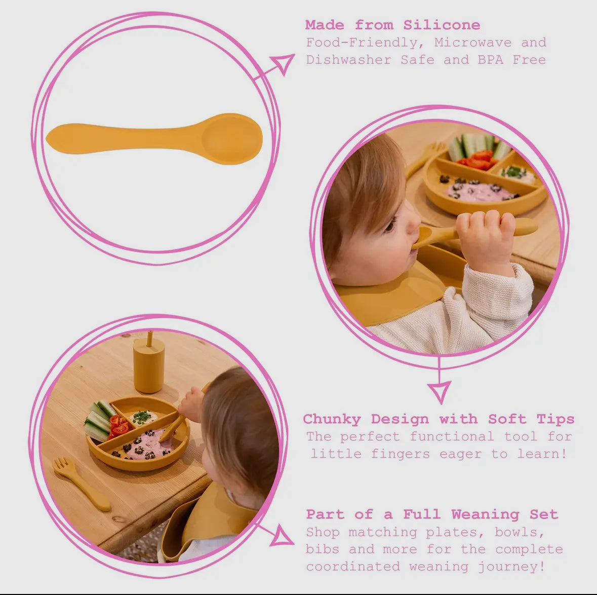 Baby silicone weaning spoon - Ochre
