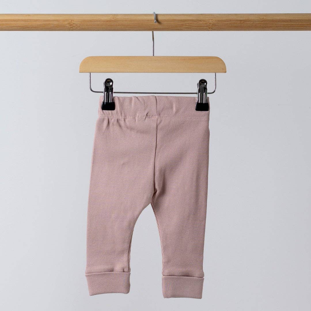 Aneby - Leggings with Rolled Cuff: Dusty Pink / 3-4y