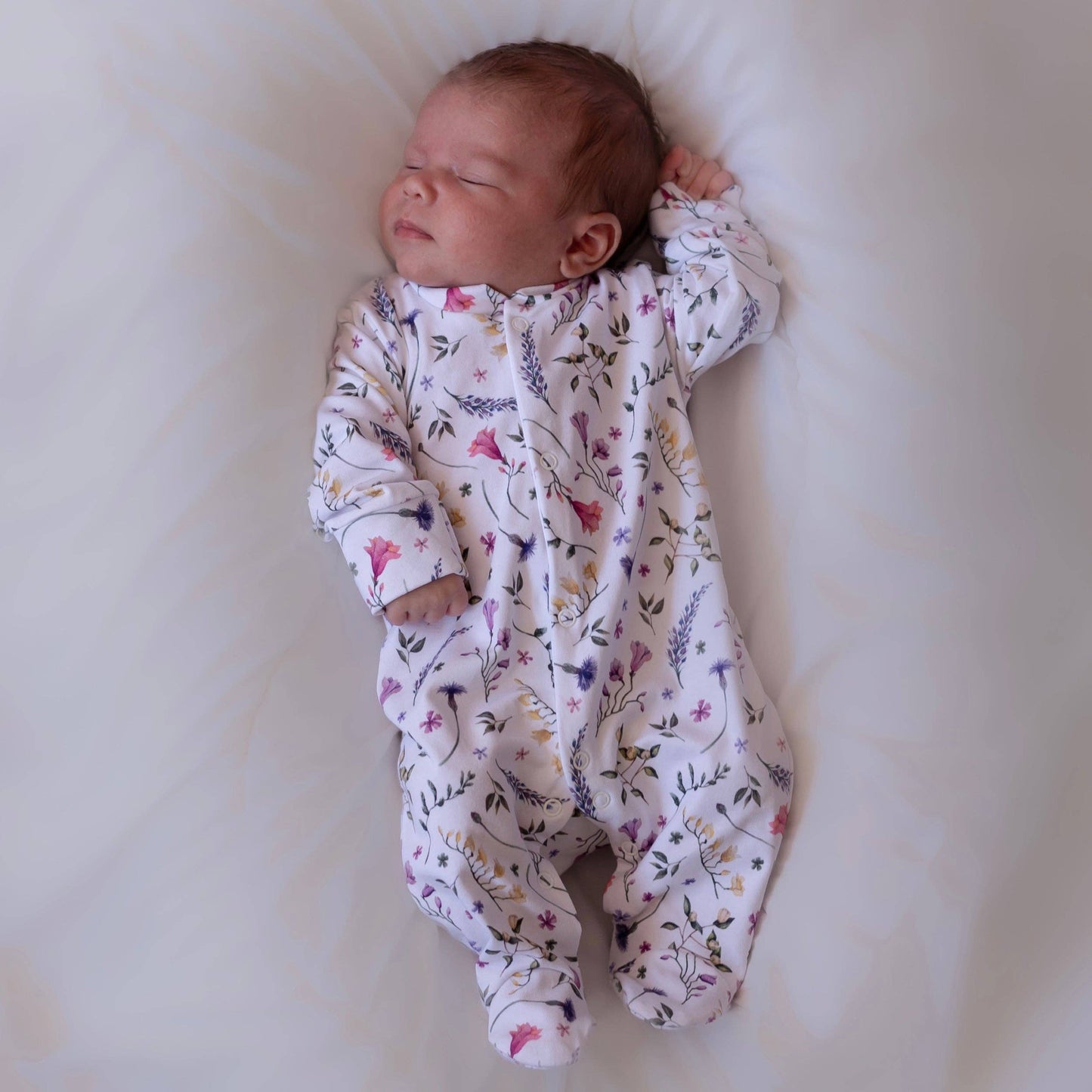Fred & Noah - Floral Cotton Sleepsuit: Newborn