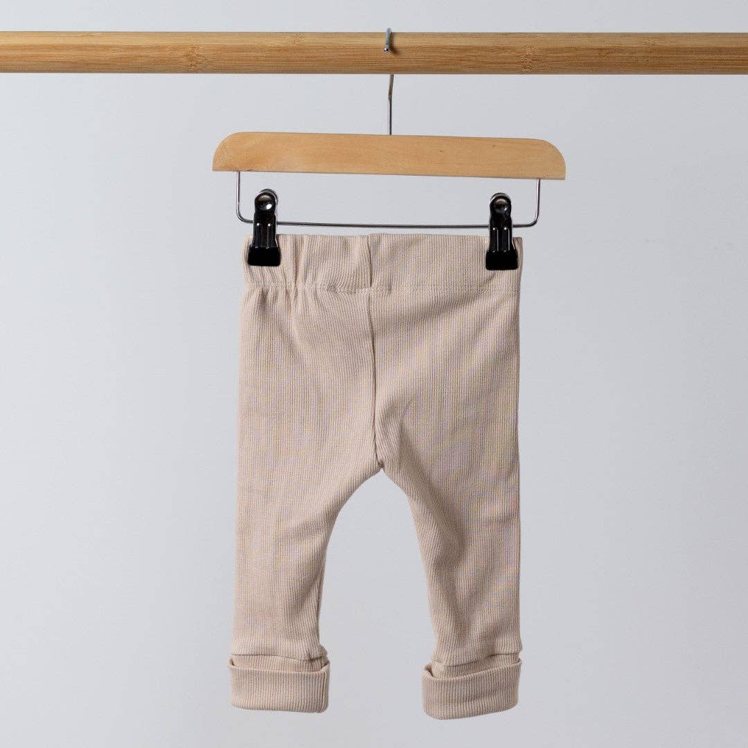 Aneby - Leggings with Rolled Cuff: Dusty Pink / 3-4y