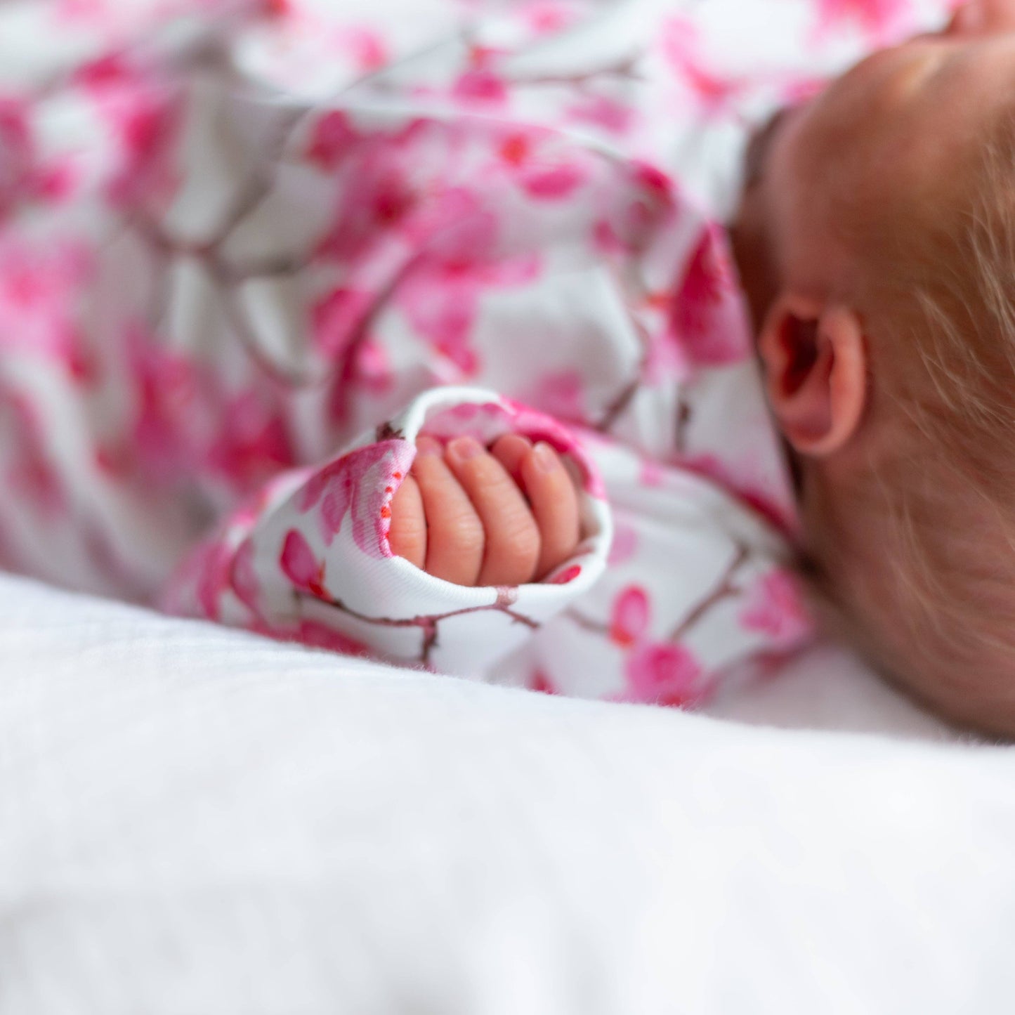 Fred & Noah - Cherry Blossom cotton Sleepsuit: 0-3 M