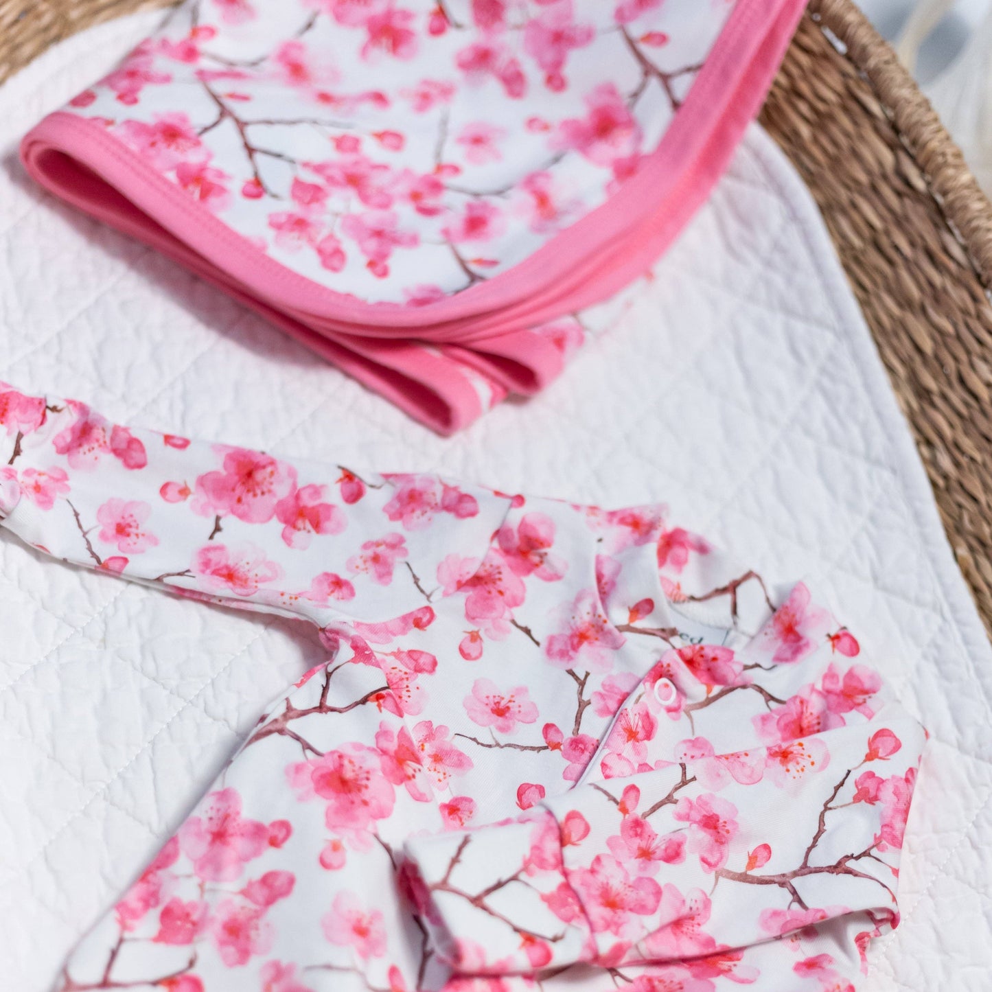 Fred & Noah - Cherry Blossom cotton Sleepsuit: 3-6 M