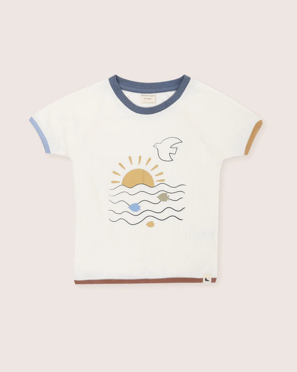 Turtledove white rib T-shirt and shorts set