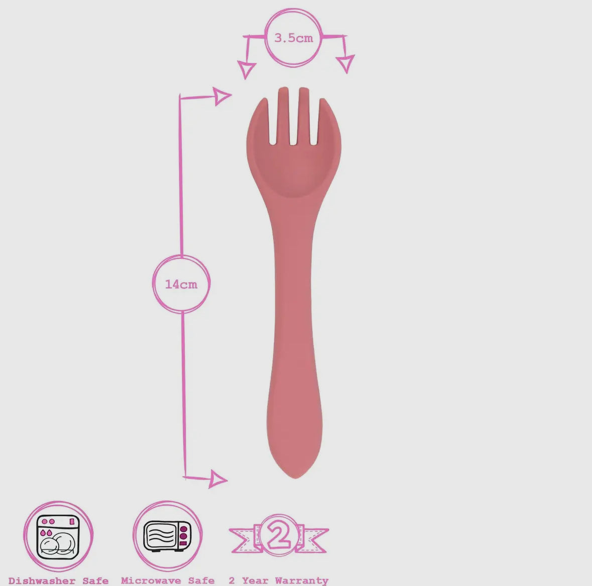 Baby silicone weaning fork - Dusty Rose