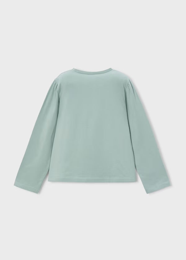 Mayoral Green flower long sleeved top 4033