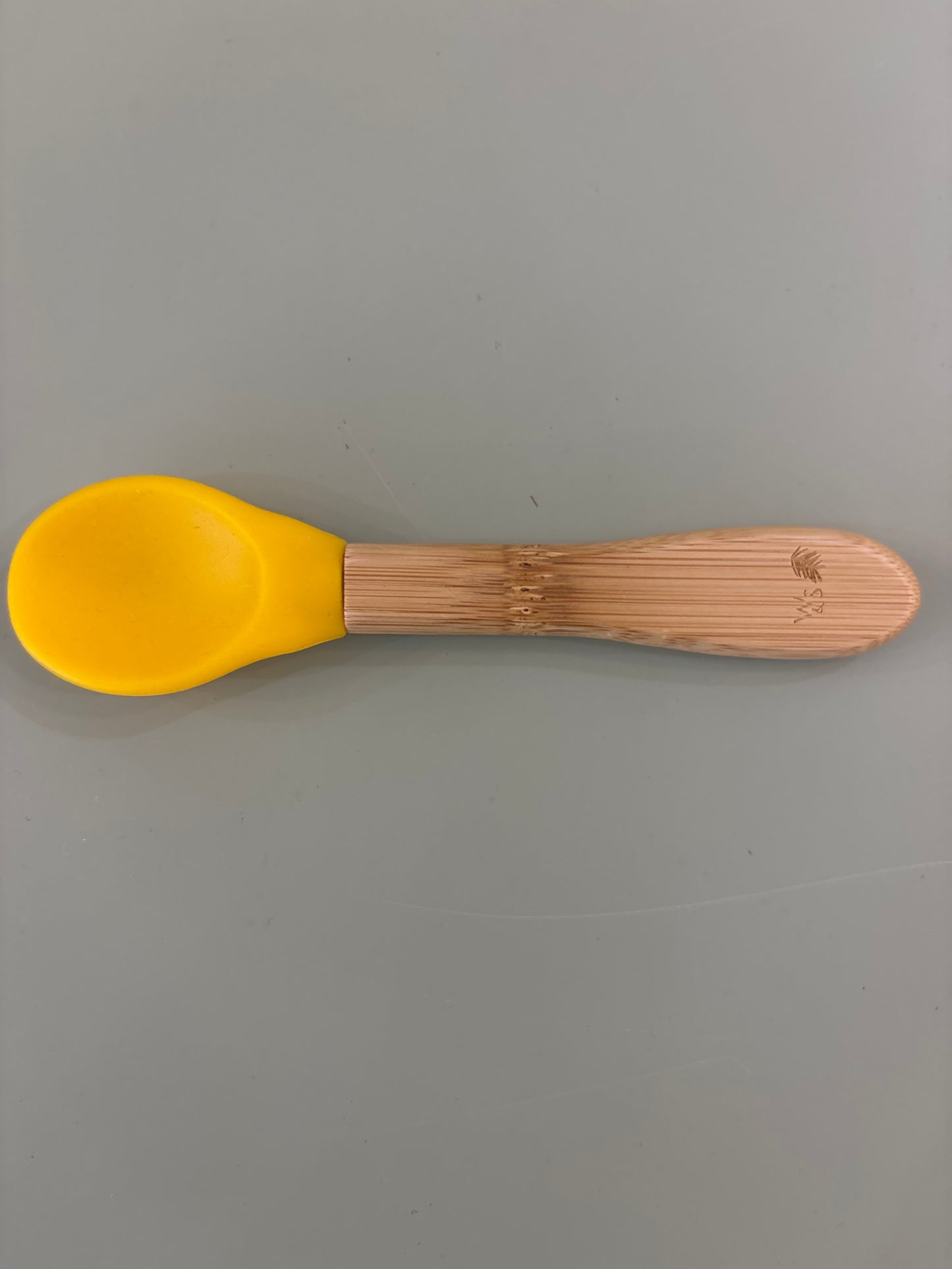 Personalised bamboo and silicone weaning spoon and fork