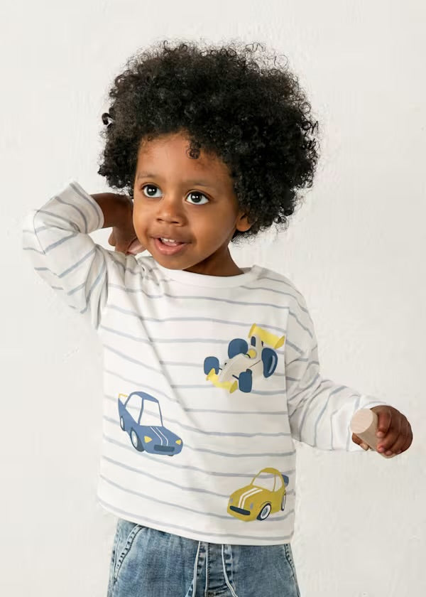 Mayoral Long Sleeve top stripe with cars