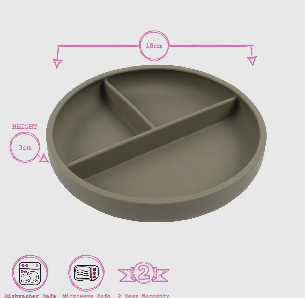 Baby silicone weaning plate - Silver sage