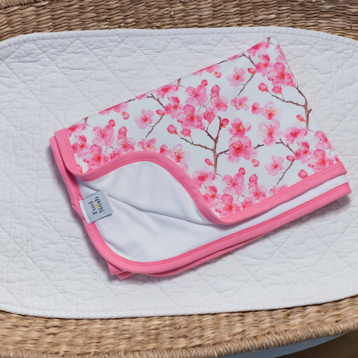 Fred & Noah - Cherry Blossom Print Pram Blanket