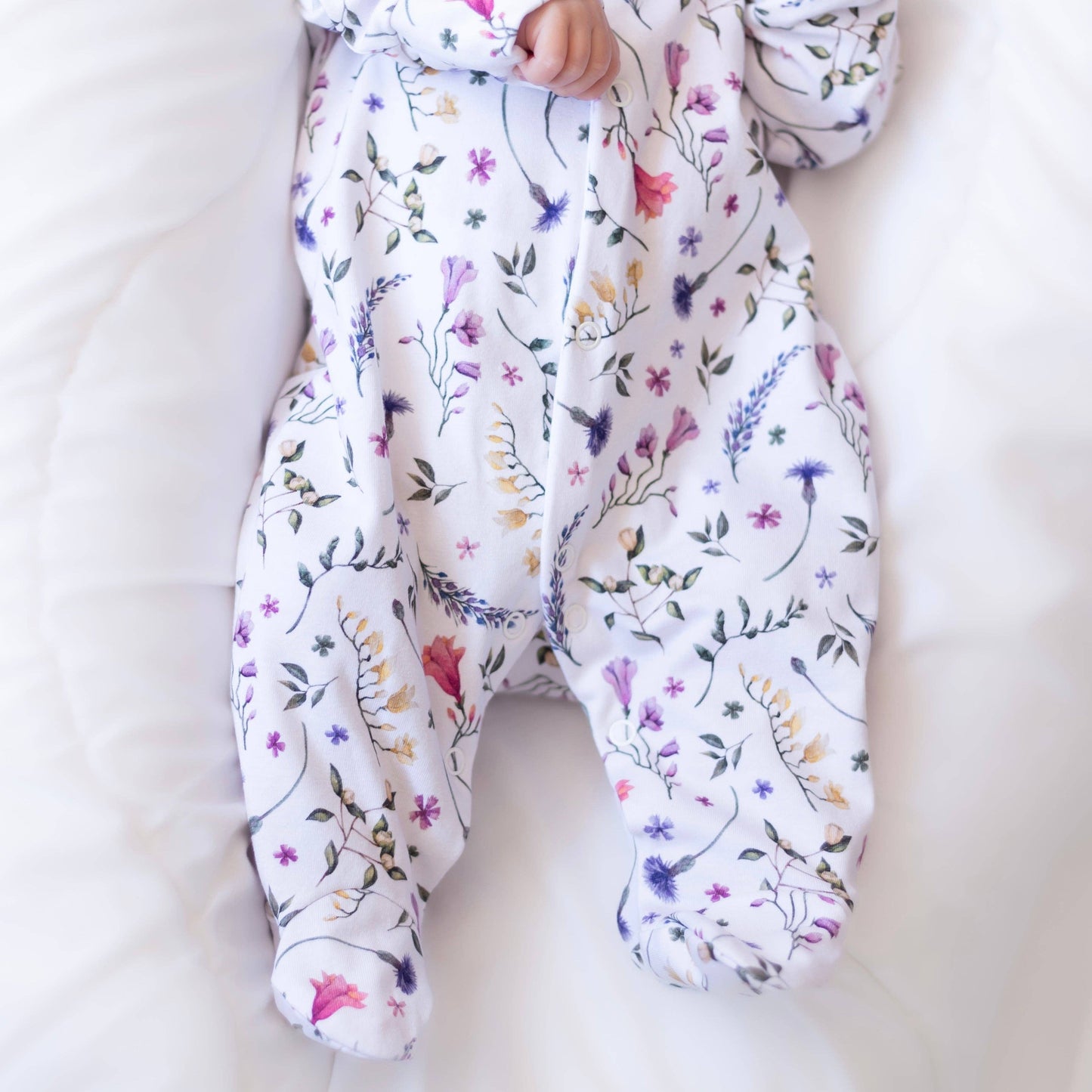 Fred & Noah - Floral Cotton Sleepsuit: Newborn