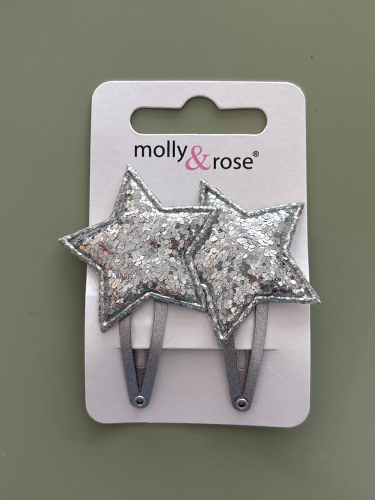 Glitter star slides silver
