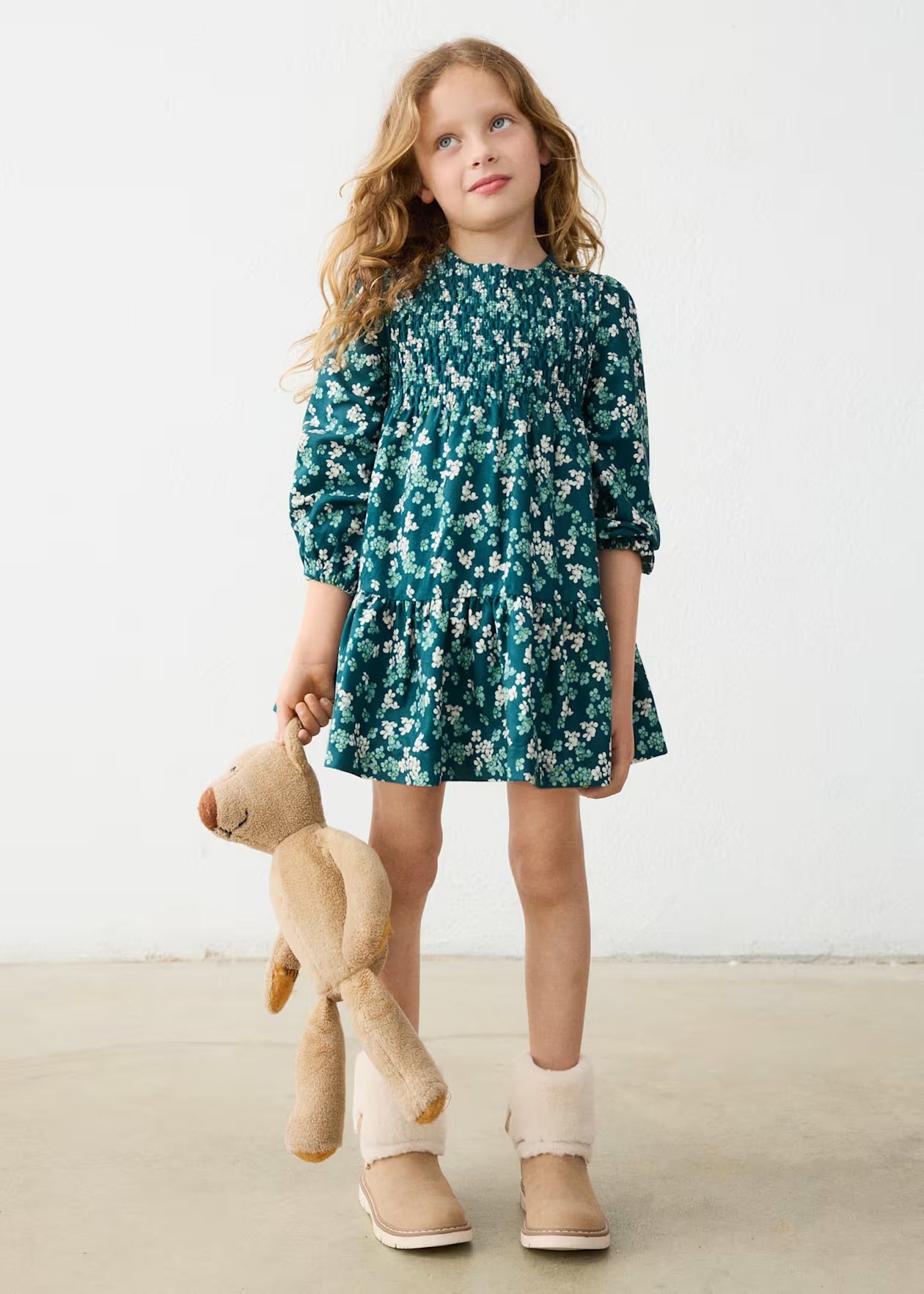 Mayoral Green Velvet Floral Dress