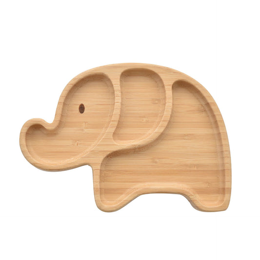 Bamboo personalised elephant plate with suction base
