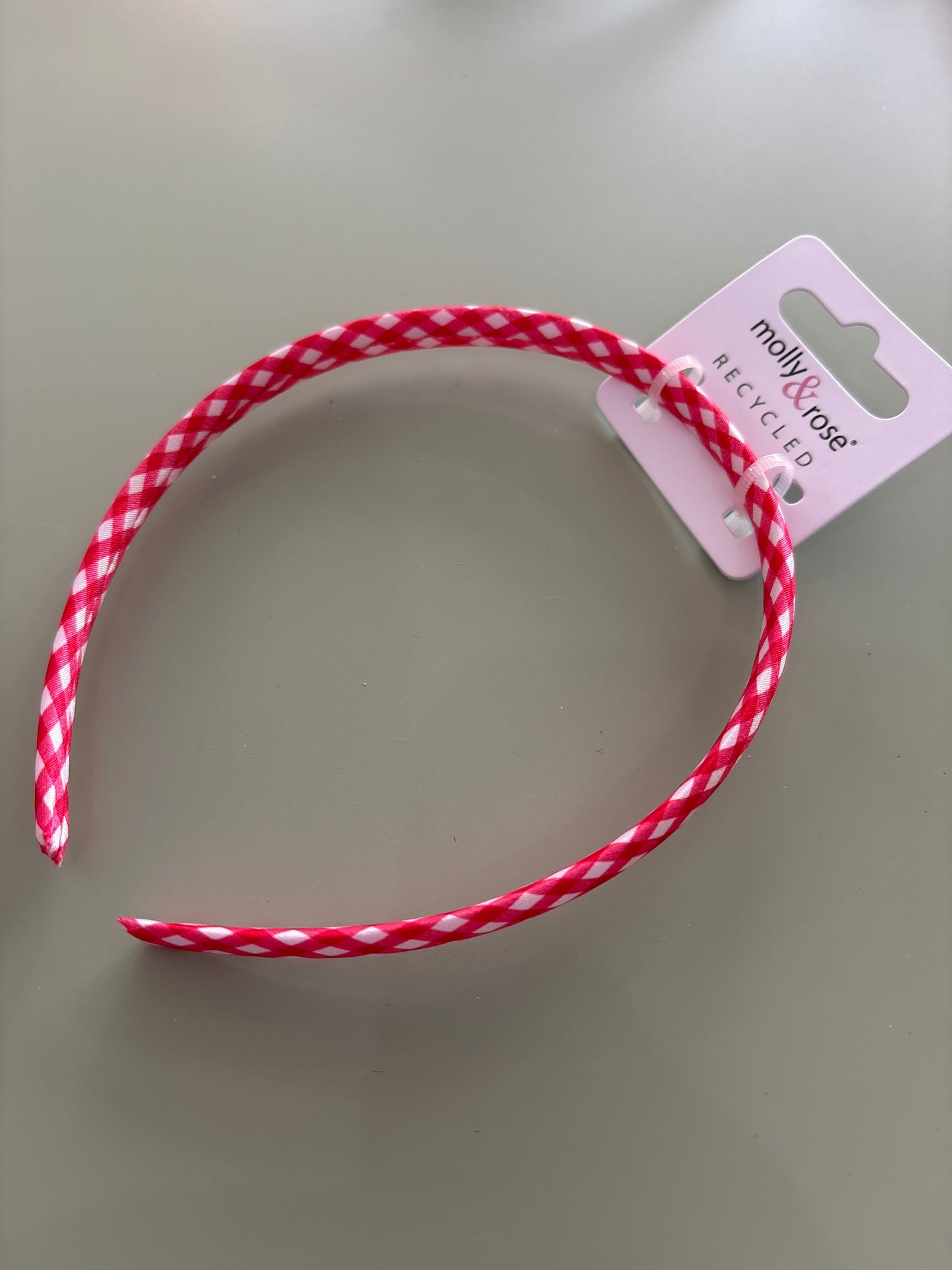Gingham red 1cm headband