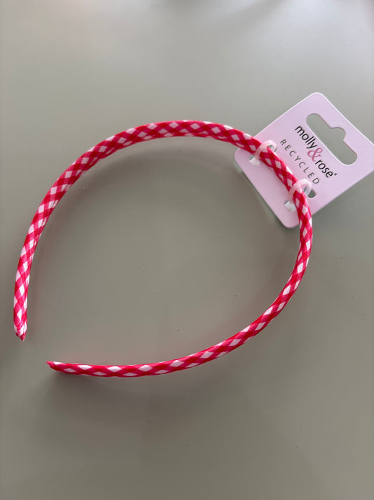 Gingham red 1cm headband