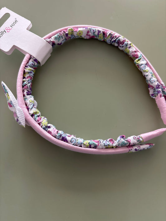Floral/plain  pink pack of 2 headbands