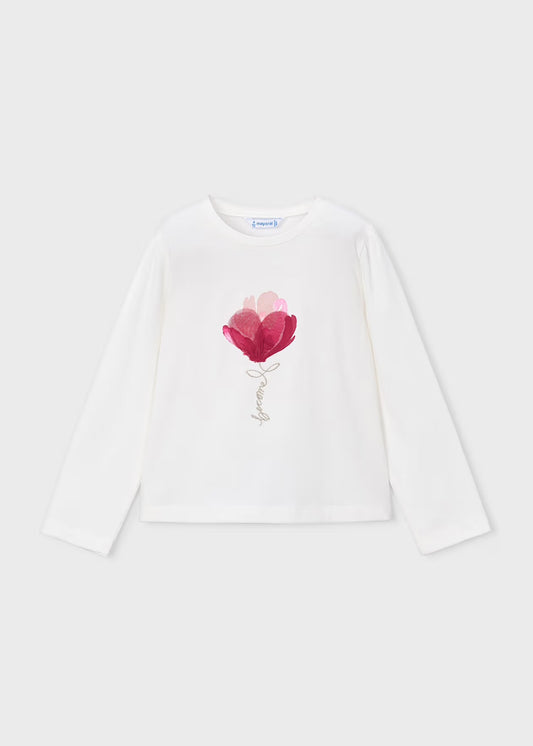 Mayoral Pink flower long sleeved top 4033