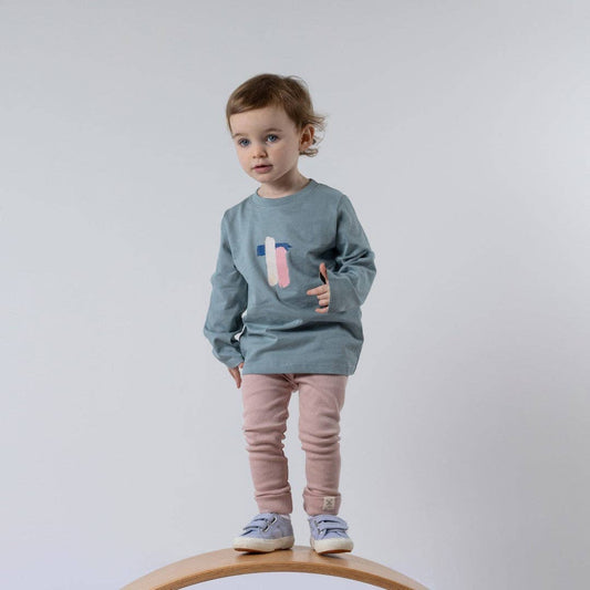 Aneby - Long Sleeve T-Shirt | Blue Brushstroke: Steel Blue / 5-6y