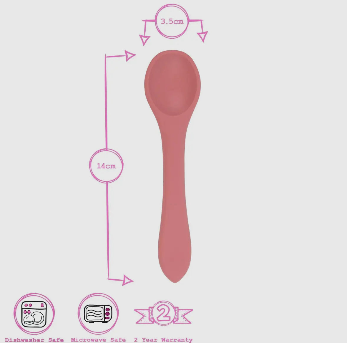 Baby silicone weaning spoon - Dusty Rose