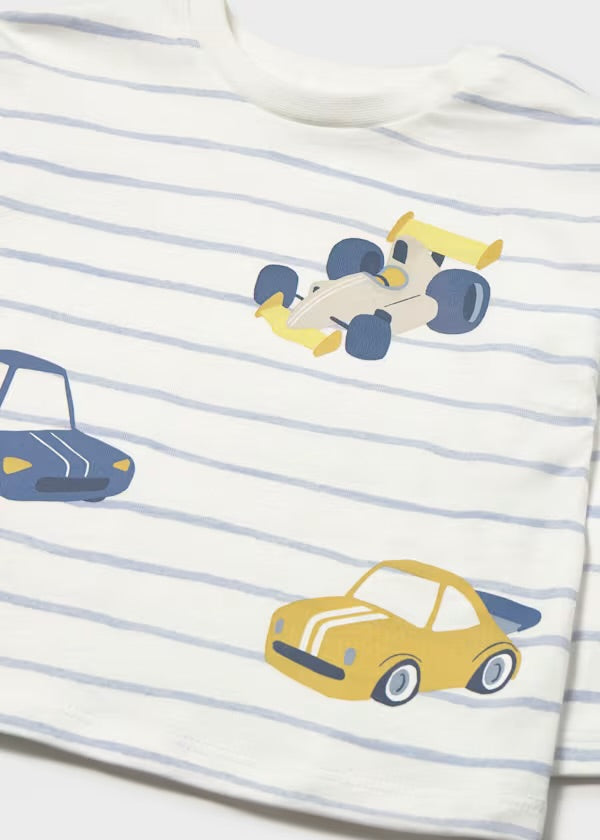 Mayoral Long Sleeve top stripe with cars