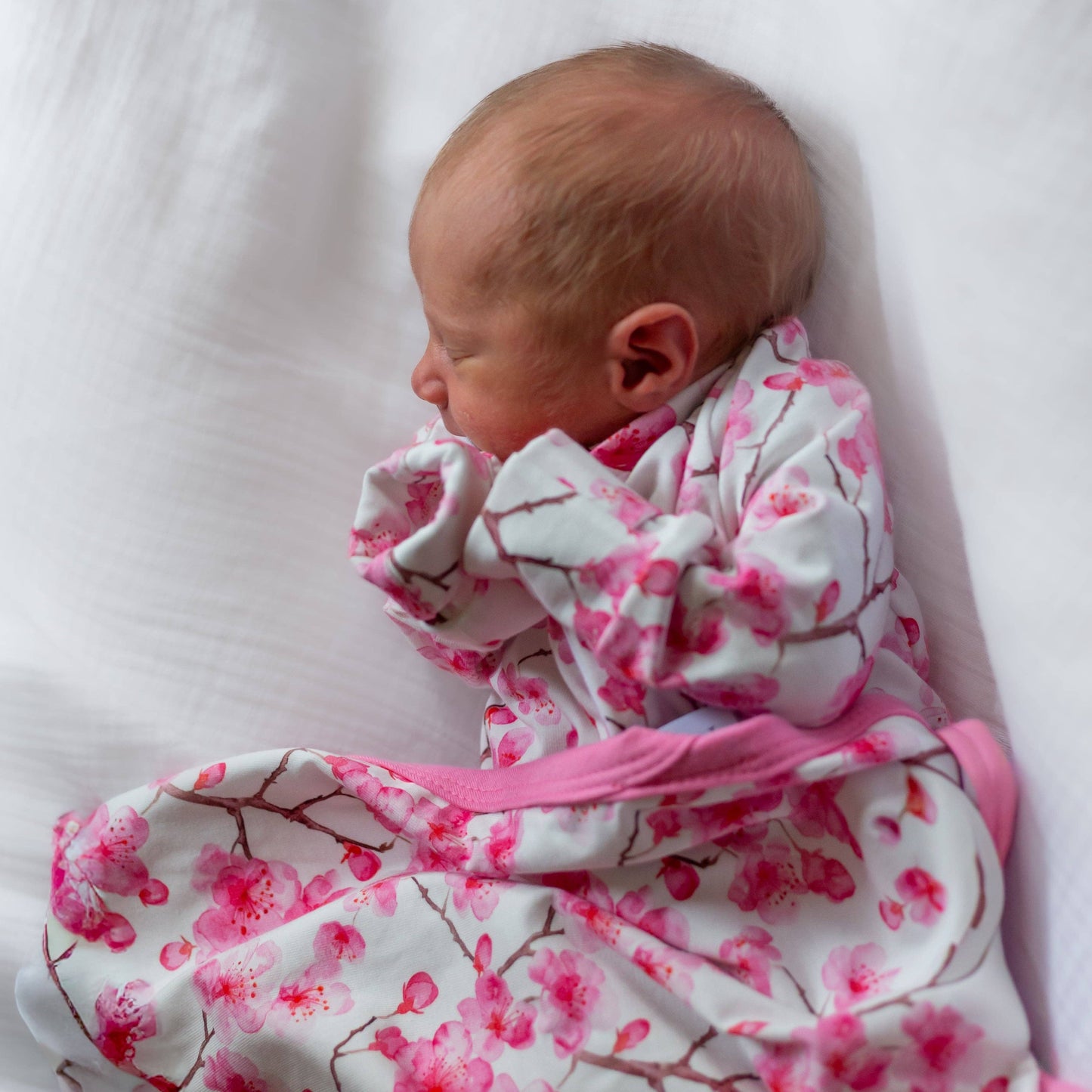 Fred & Noah - Cherry Blossom cotton Sleepsuit: Newborn