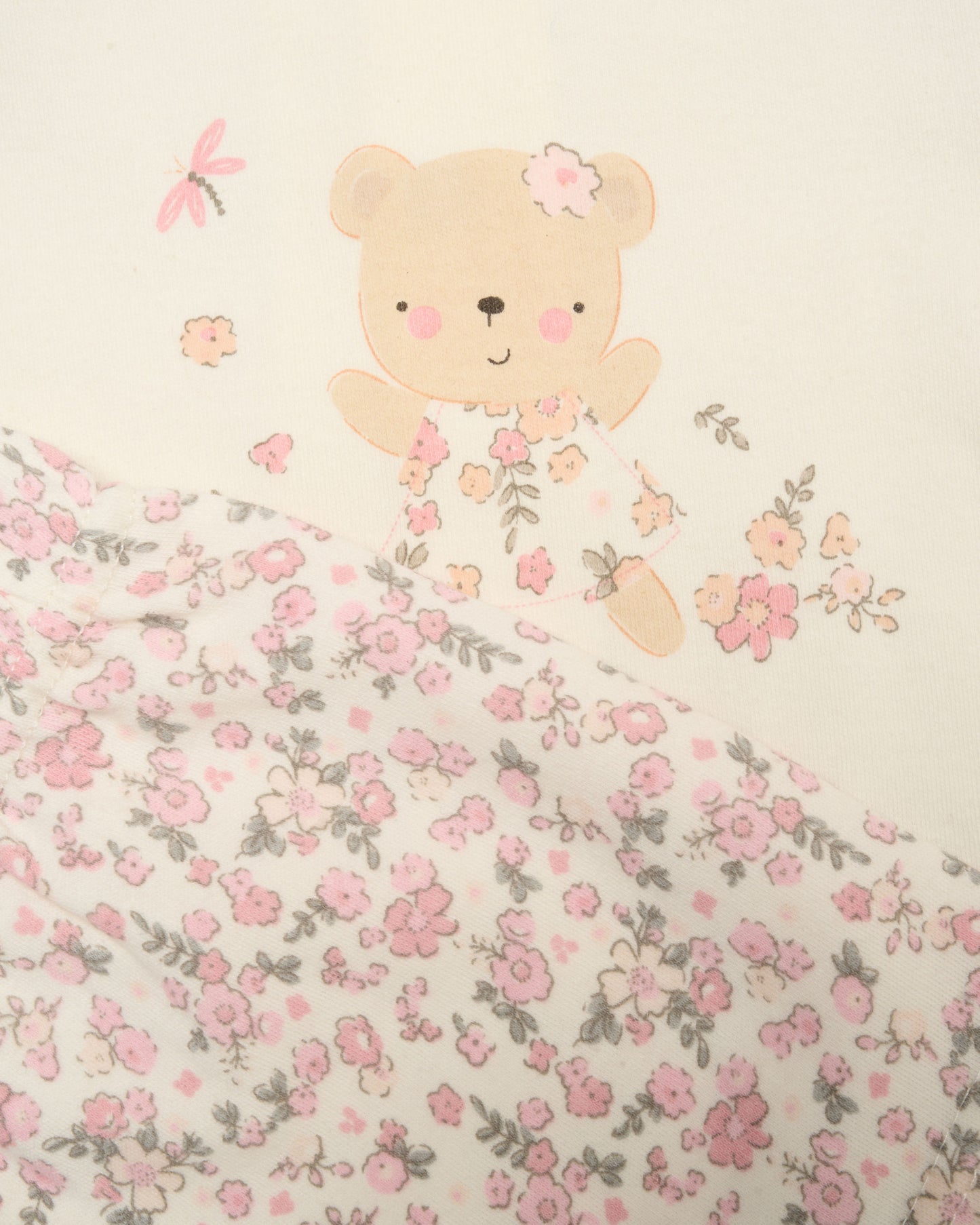Matching floral top, shorts and teddy 0-3 months