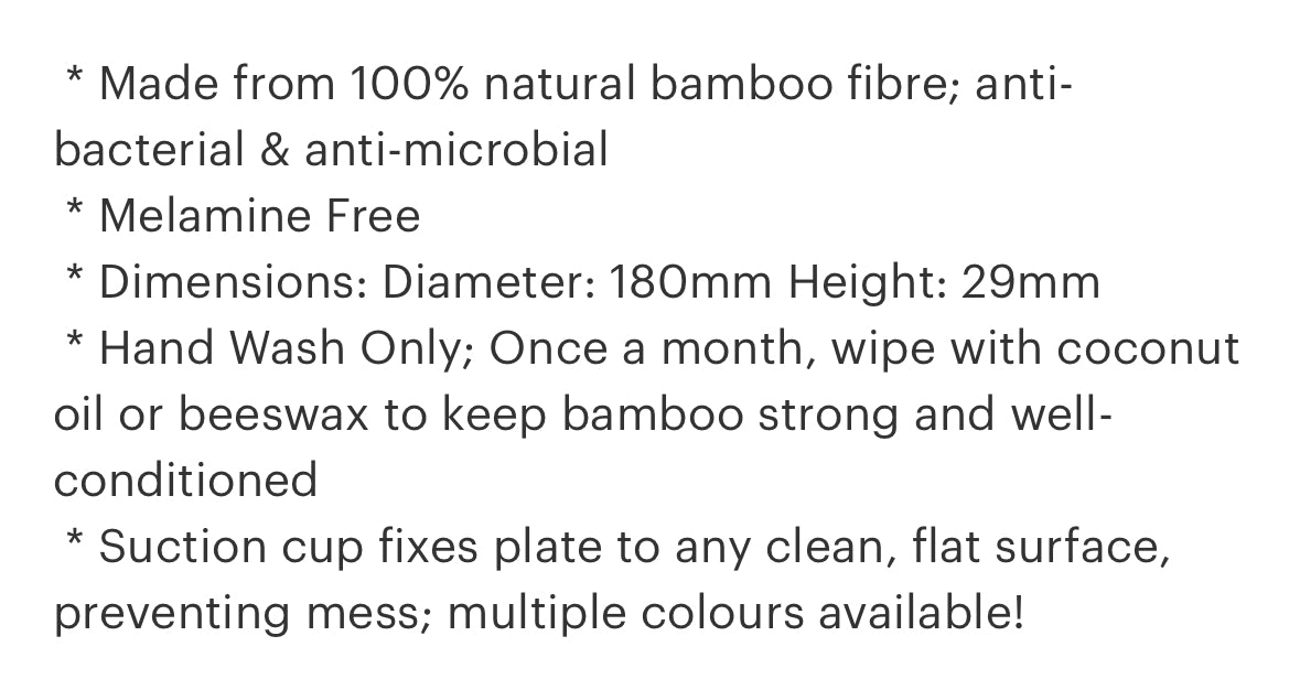 Bamboo personalised sectional plate with suction base