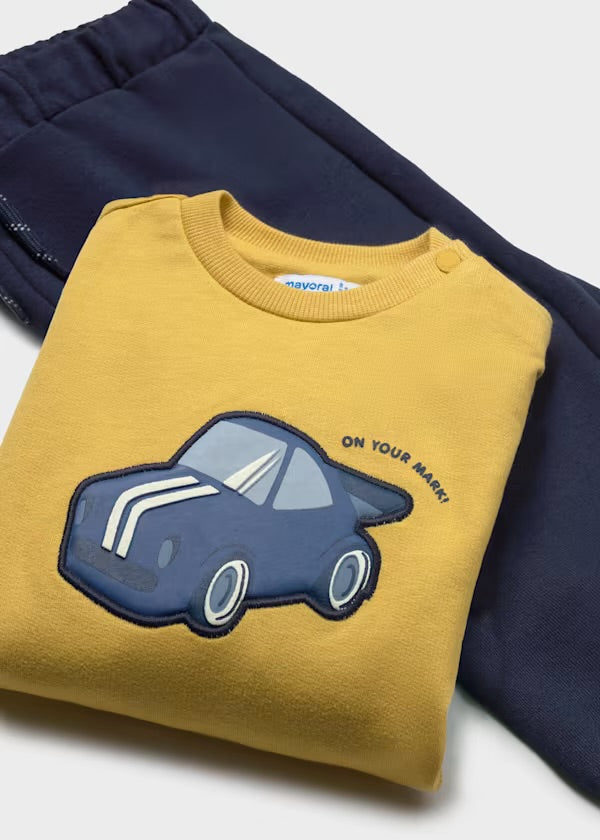 Mayoral 2 piece car sweatshirt and joggers set 2833