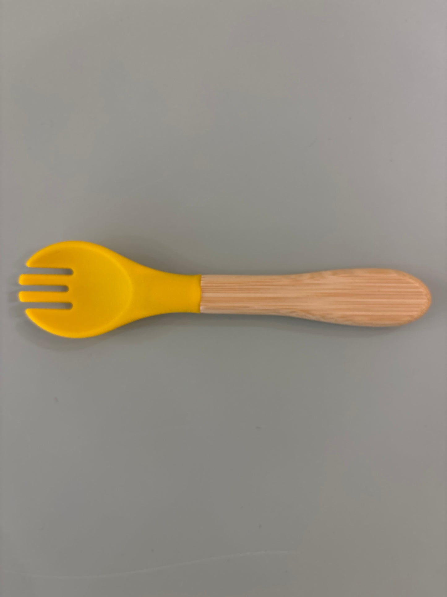 Personalised bamboo and silicone weaning spoon and fork