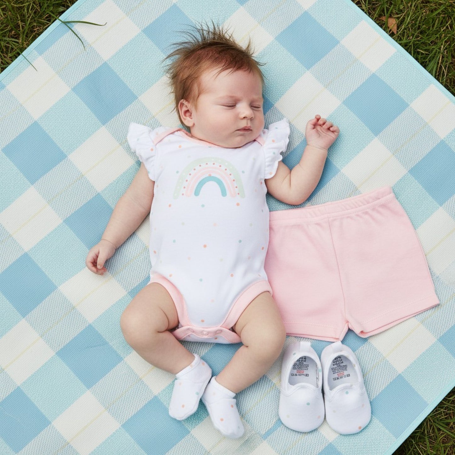Rainbow vest, shorts and shoes set