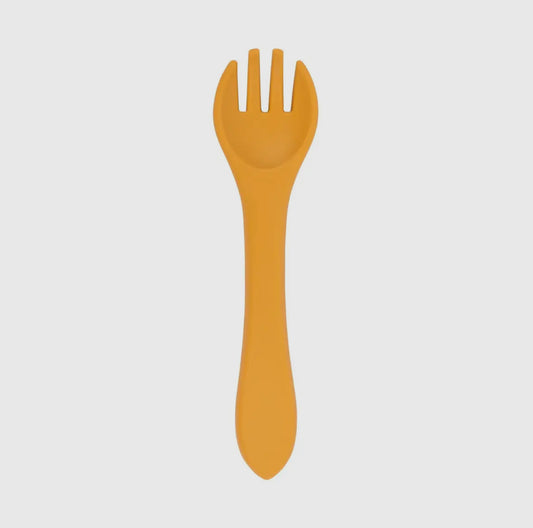 Baby silicone weaning fork - Ochre
