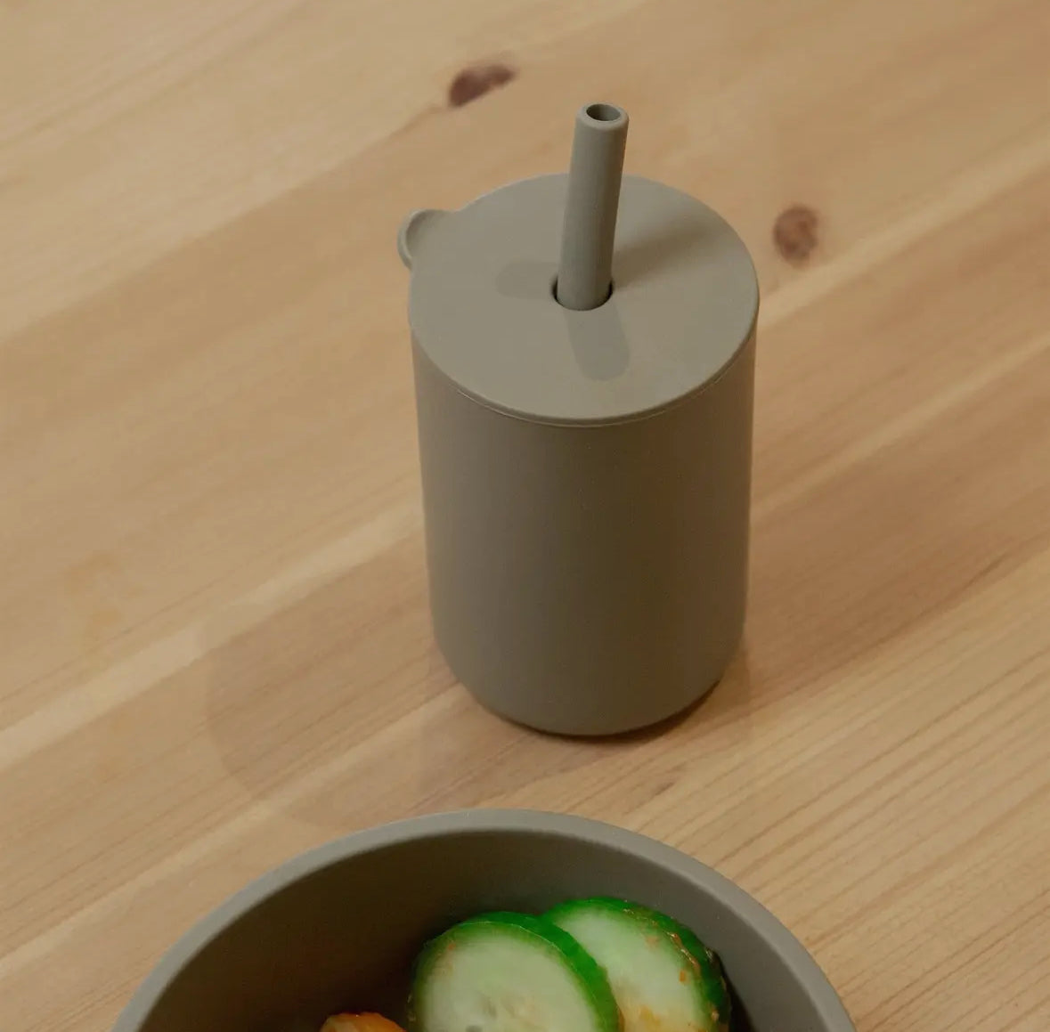 Baby silicone straw cup - Silver Sage