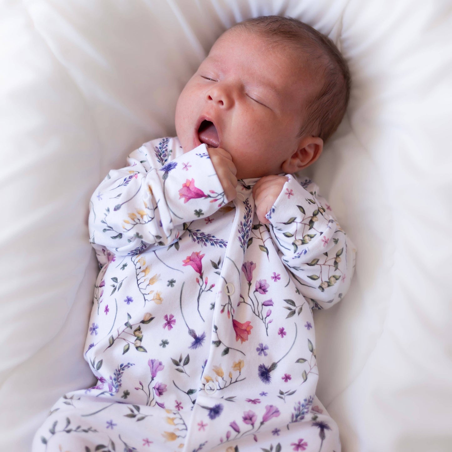 Fred & Noah - Floral Cotton Sleepsuit: Newborn