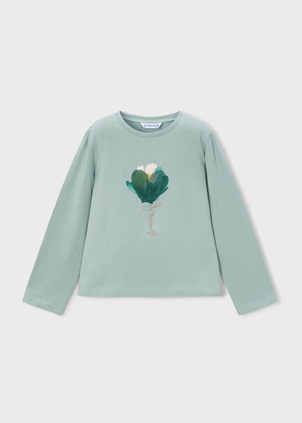 Mayoral Green flower long sleeved top 4033