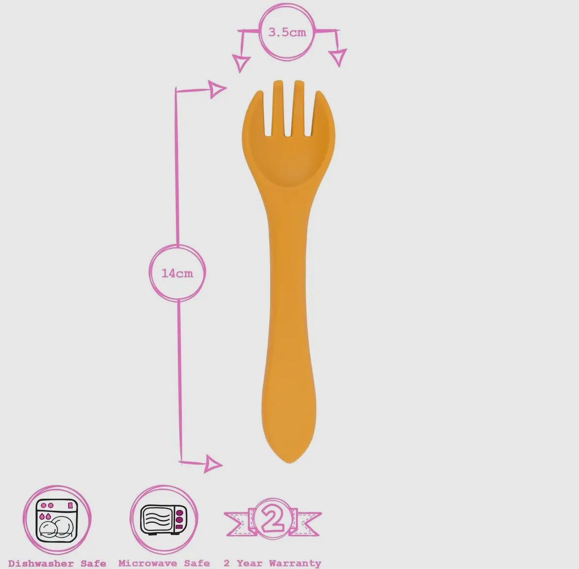Baby silicone weaning fork - Ochre