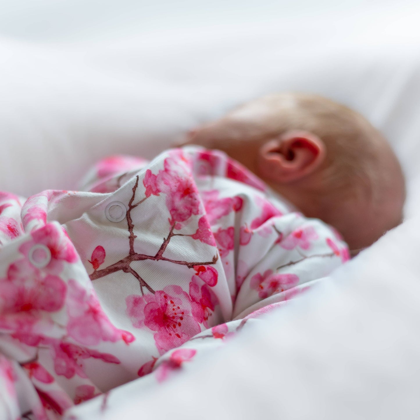 Fred & Noah - Cherry Blossom cotton Sleepsuit: Newborn