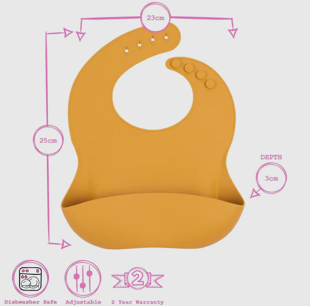 Baby silicone Bib - Ochre