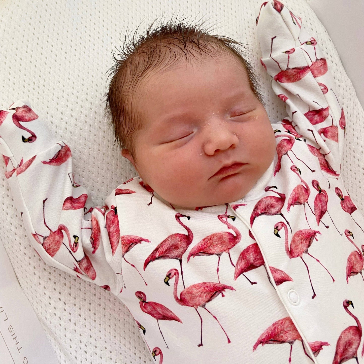 Fred & Noah - Flamingo cotton sleepsuit: Newborn