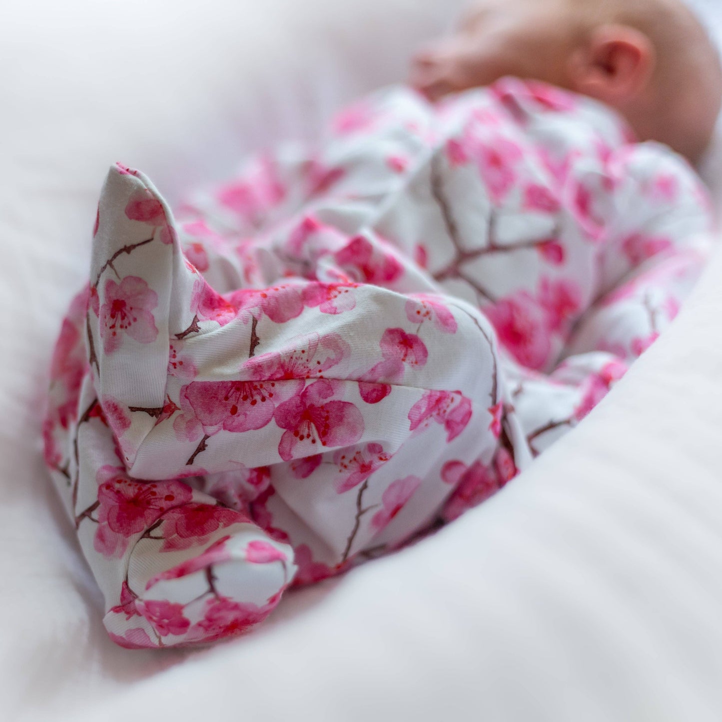 Fred & Noah - Cherry Blossom cotton Sleepsuit: 0-3 M
