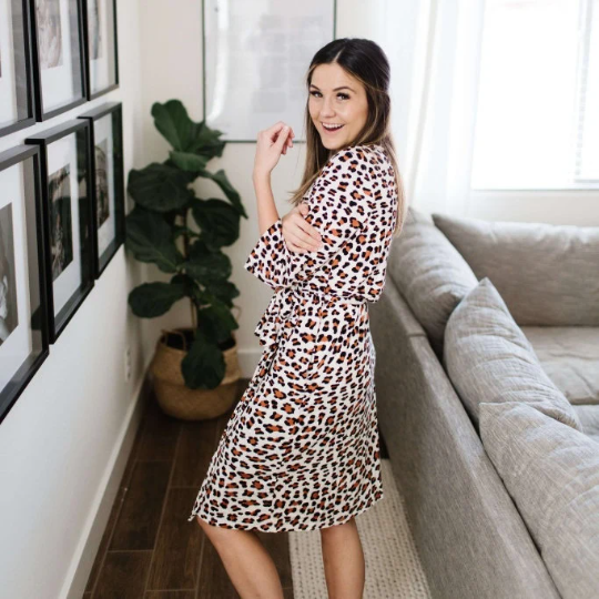 La Romi Ltd - Mum & newborn baby matching robe, swaddle & more: L/XL / Leopard