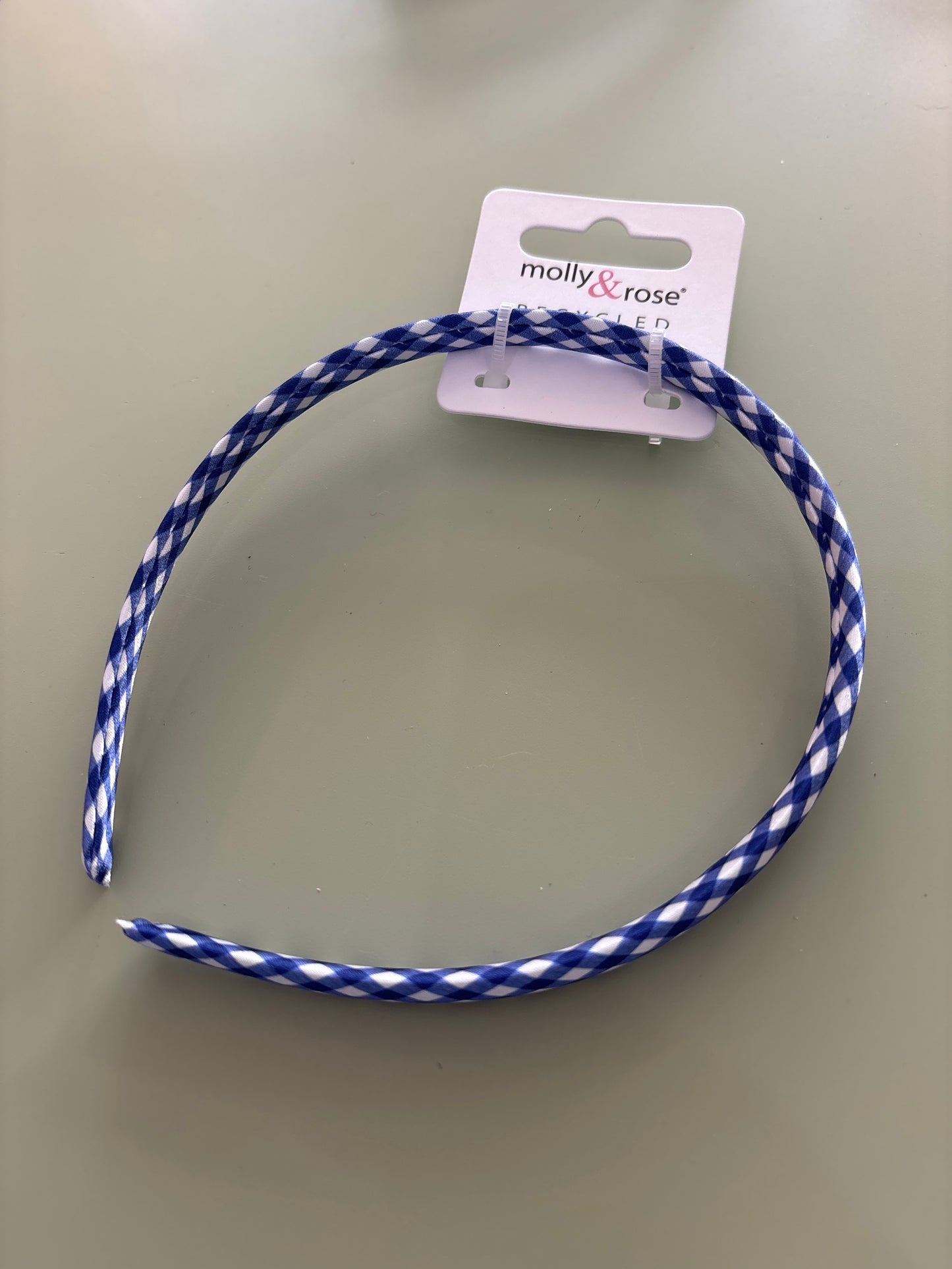 Gingham royal blue 1cm headband