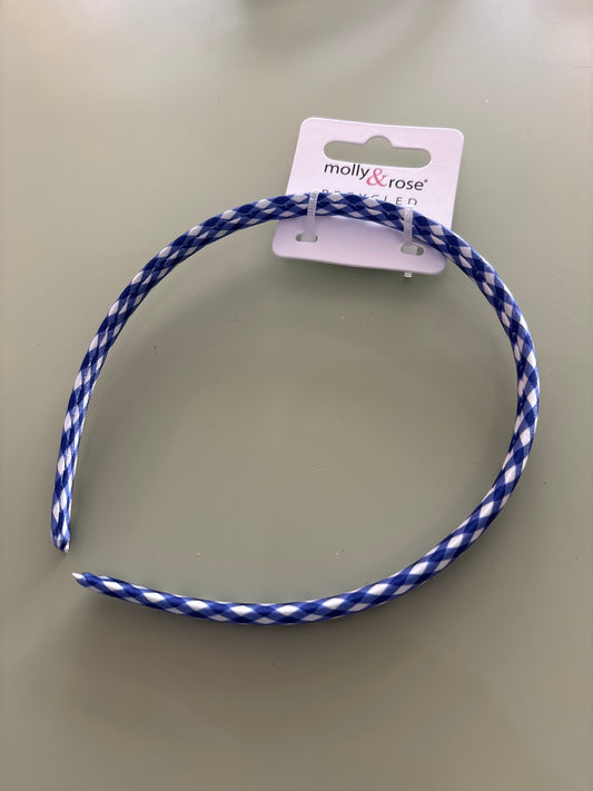 Gingham royal blue 1cm headband
