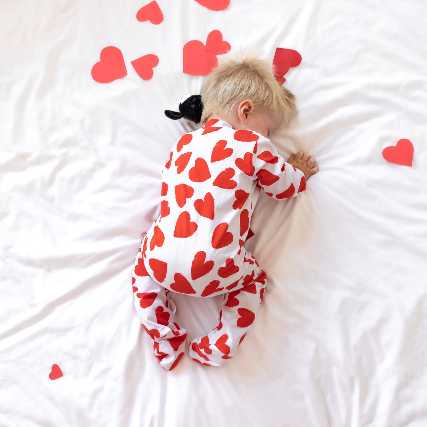 Fred & Noah - Love Heart cotton sleepsuit: 6-12 M